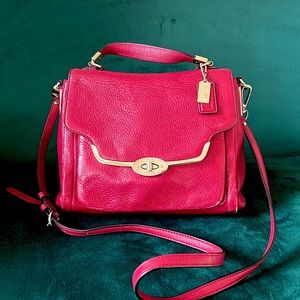 COACH- genuine RED leather crossbody bag